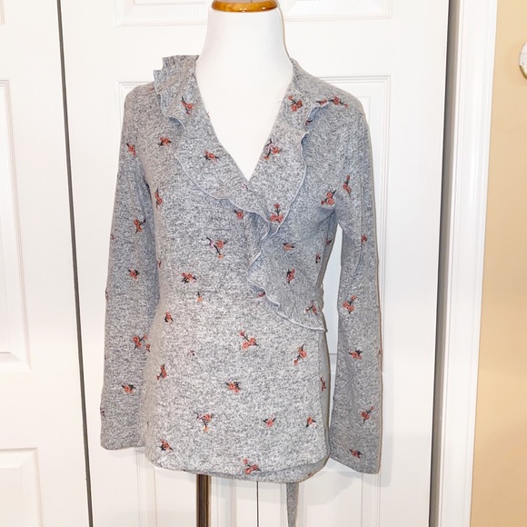 Altar'd State Sweaters - Altar’d State Floral Embroidered Wrap Sweater